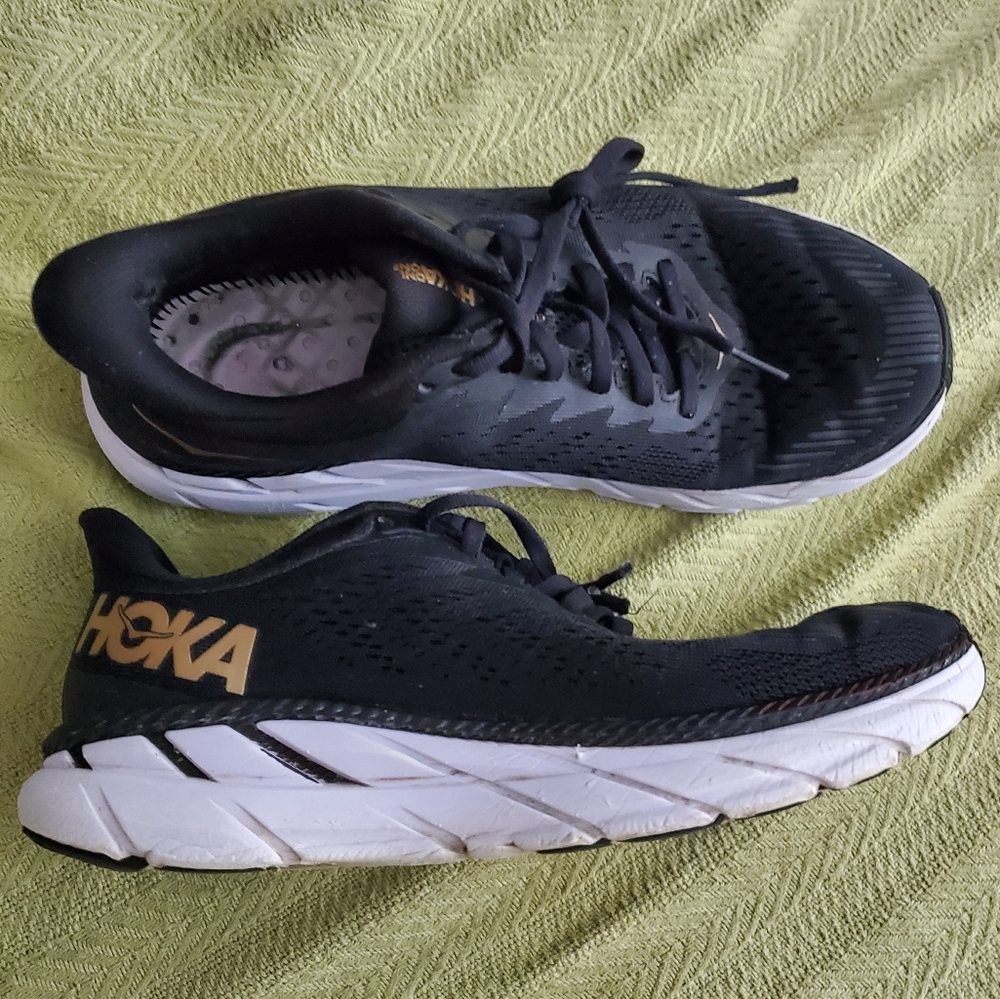 Hoka One One Clifton 7 Men’s Sneakers Size 7.5 Gold & Black - Picture 5 of 16